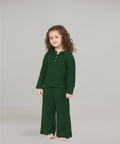 Girls' Waffle Knit Henley Set